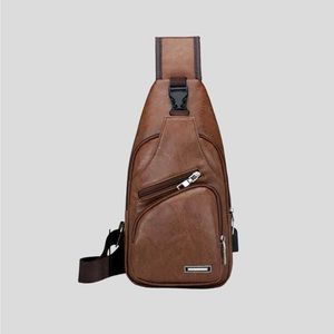 Shoulder Pu Leather Strap Bag-Brown